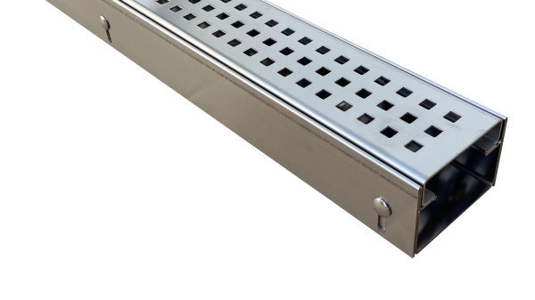Edelstahlentwässerungsrinnen Bauhöhe 60 bis 80mm, Rost Quadratlochung SET Typ 5